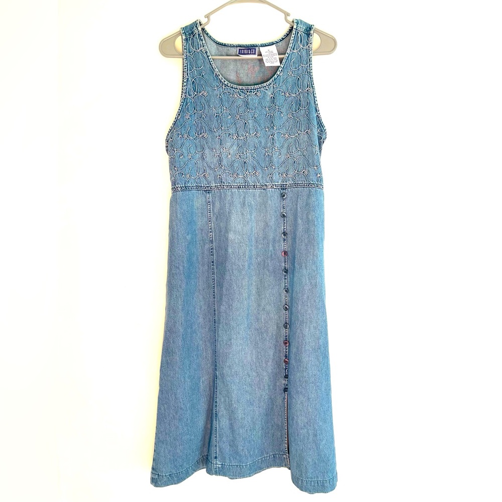Vintage Erica & Co Women’s Denim Sleeveless 100% Cotton Maxi Dress Size Medium